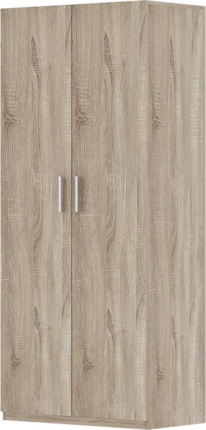 Armoire de rangement Interiax - Armoire ' Mila' - 2 Portes et 4 Étagères | Chêne Sonoma | 180x80x42 cm