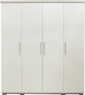 Interiax Kledingkast 'Mila' – 4 Deuren, 1 Hanger & 6 Legplanken | Wit | 183x160x52cm