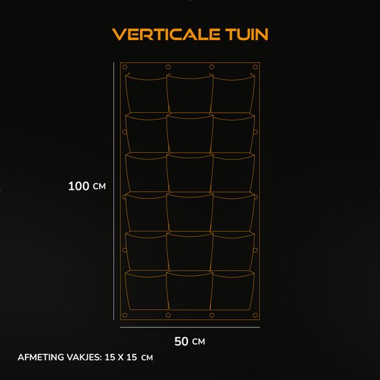 Verticale tuin Hangende Plantenzak voor 18 planten – 100 cm x 50 cm - zwart