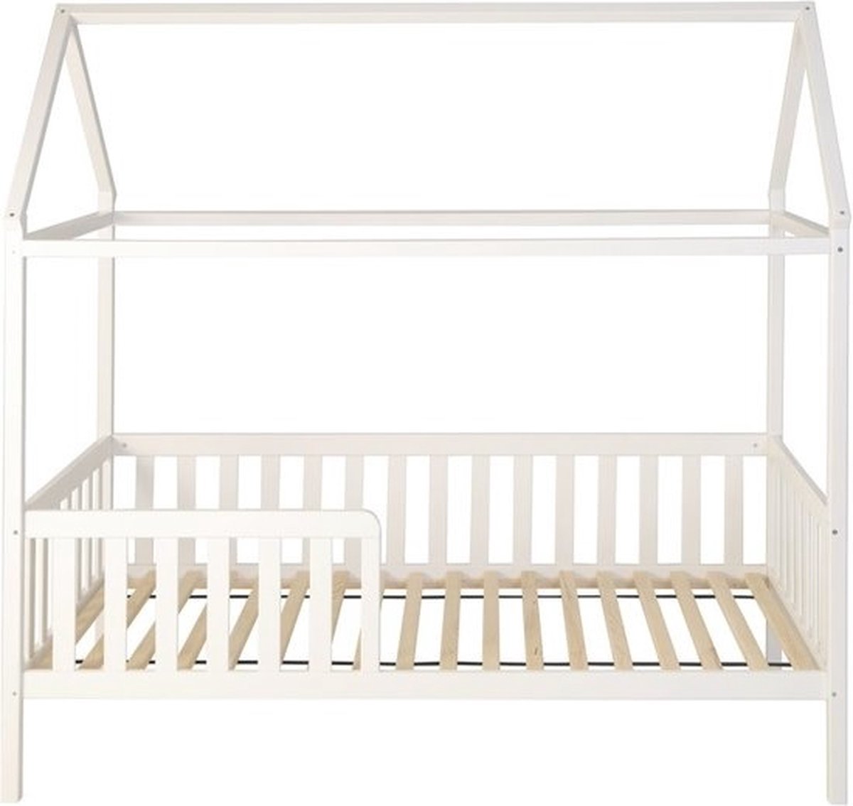 Viking Choice Huisbed huisje - Houten kinderbed met hek - 200 x 90 cm - Wit
