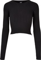 Urban Classics Haut à manches longues - S- Femme Tricot côtelé court Dos torsadé Zwart