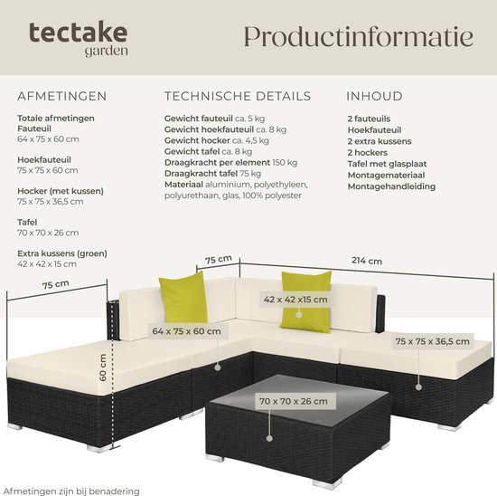 tectake - Ensemble de sièges en osier Paris, variante 2 noir Réf .: 403830