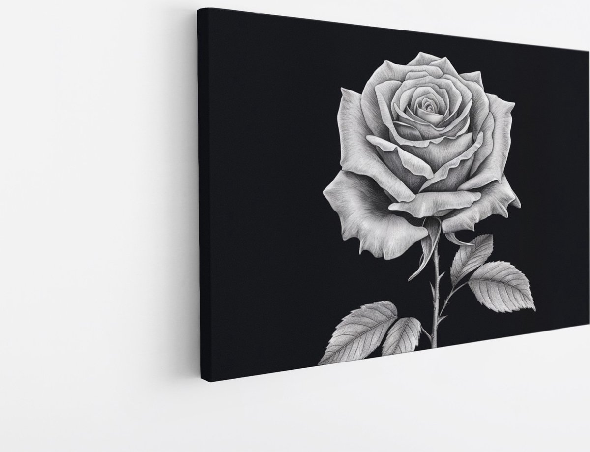 Saammp Canvas Schilderij - Monochroom Roos - Bloemen - Natuur - Abstract - 45x30 - Foto op canvas - Wanddecoratie - Muurdecoratie Woonkamer - Kantoor Decoratie Multicolor