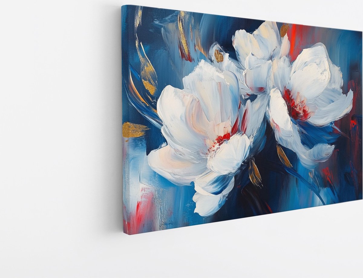 Saammp Canvas Schilderij - Abstracte Magnoliabloemen - Natuur - Modern - 90x60 - Foto op canvas - Wanddecoratie - Muurdecoratie Woonkamer - Kantoor Decoratie Multicolor