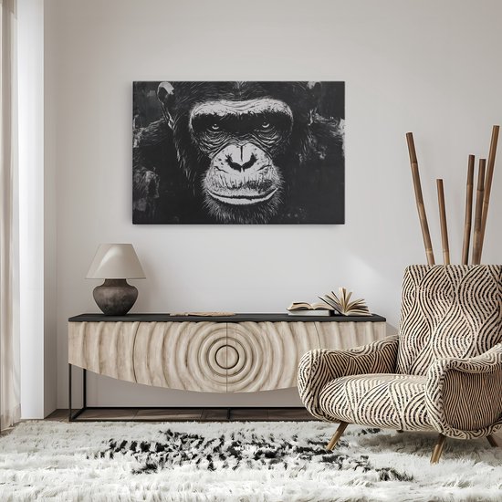 Saammp Canvas Schilderij - Aap portret - Abstract - Dier - 120x80 - Foto op canvas - Wanddecoratie - Muurdecoratie Woonkamer - Slaapkamer decoratie - Canvas Print