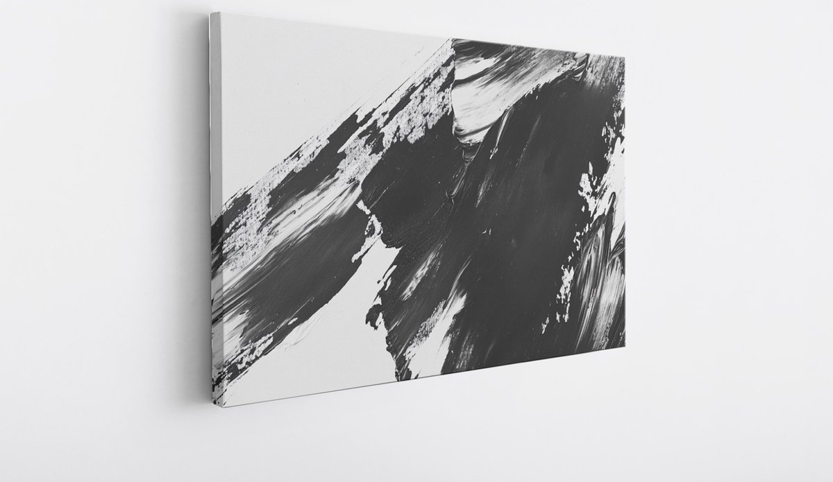 Saammp Canvas Schilderij - Zwart Wit Vegen - Abstract - 100x75 - Foto op canvas - Wanddecoratie - Muurdecoratie Woonkamer - Slaapkamer decoratie - Canvas Print Multicolor