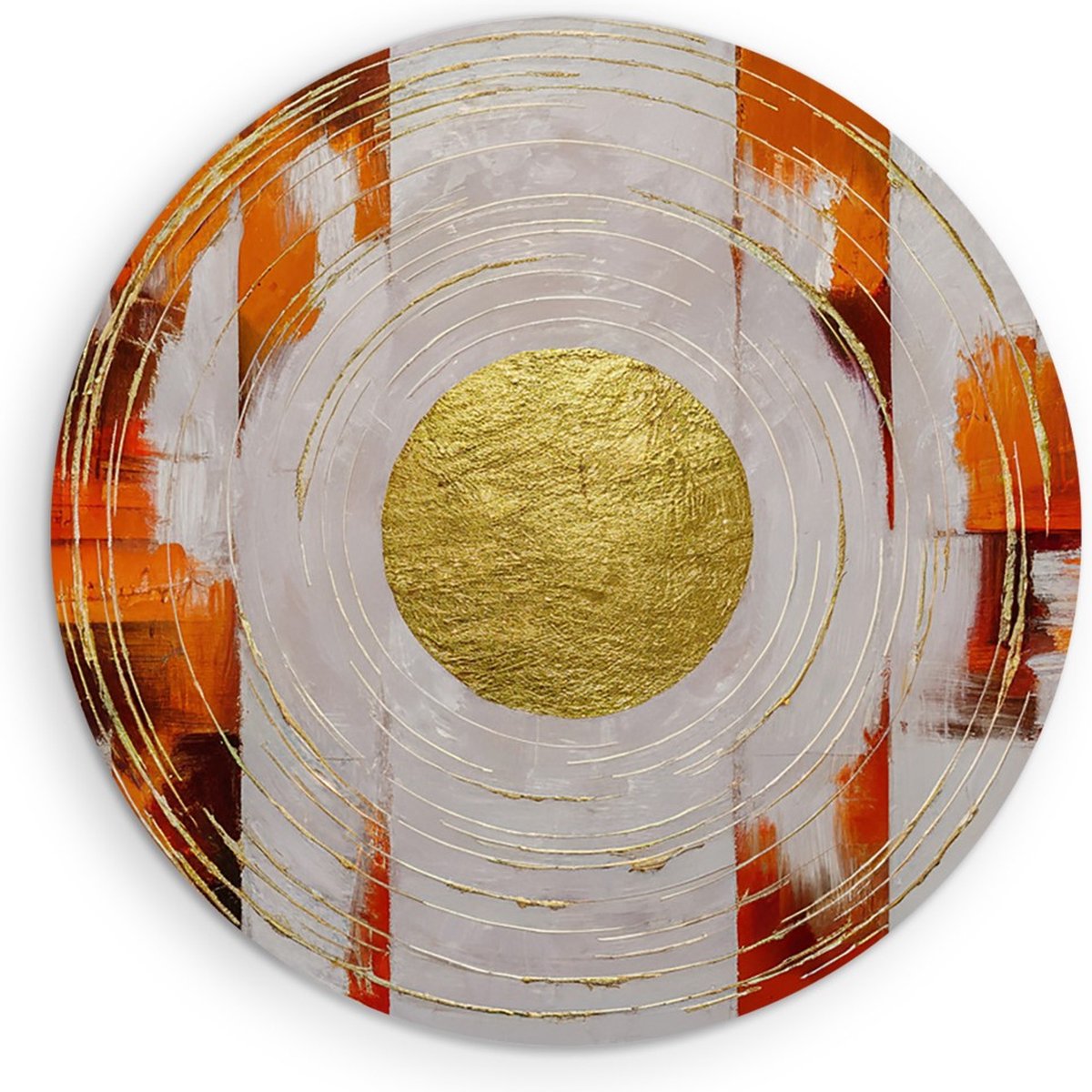 Saammp Forex Muurcirkel - Goude cirkel - oranje - Abstract - Ø 60 - Wandcirkel - Wanddecoratie Cirkel - Muurdecoratie Woonkamer - Slaapkamer decoratie - Rond Schilderij