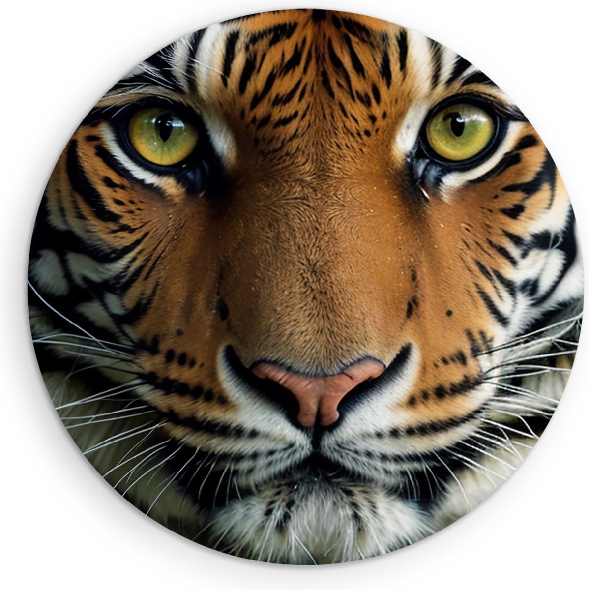 Saammp Forex Muurcirkel -Tijger - Portret - Dieren - Ø 30 - Wandcirkel - Wanddecoratie Cirkel - Muurdecoratie Woonkamer - Slaapkamer decoratie - Rond Schilderij