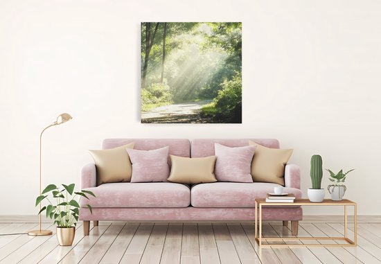 Tableau sur toile Saammp - Forêt - Arbres - Chemin - Nature - Paysage - 100x100 - Photo sur toile - Décoration murale - Décoration murale murale Salon - Décoration chambre - Impression sur toile