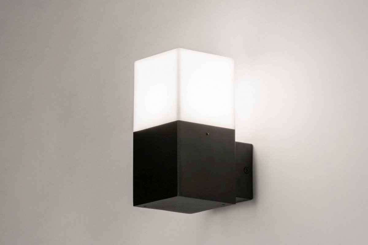 Lumidora Wandlamp 73371 - Voor buiten - COVER - E27 - Zwart - Wit - Kunststof - Buitenlamp - IP44