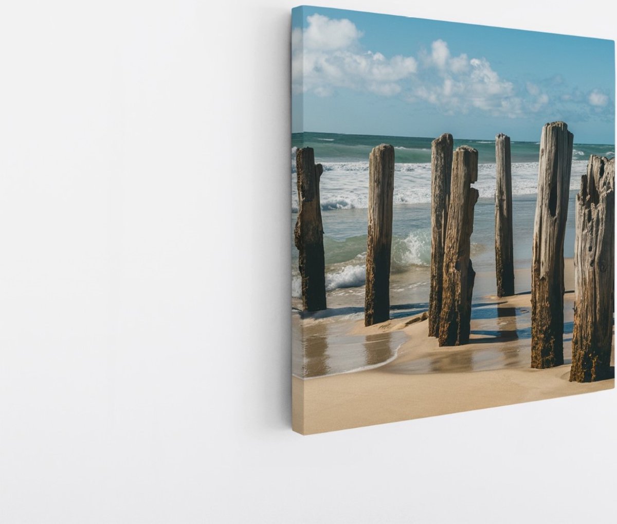 Saammp - Canvas Schilderij - Strand - Palen in de zee - 30x30 - Foto op canvas - Wanddecor