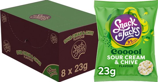 Snack A Jacks Cream & Chive - Rijstwafel Tussendoortje - 8 x 23 gram