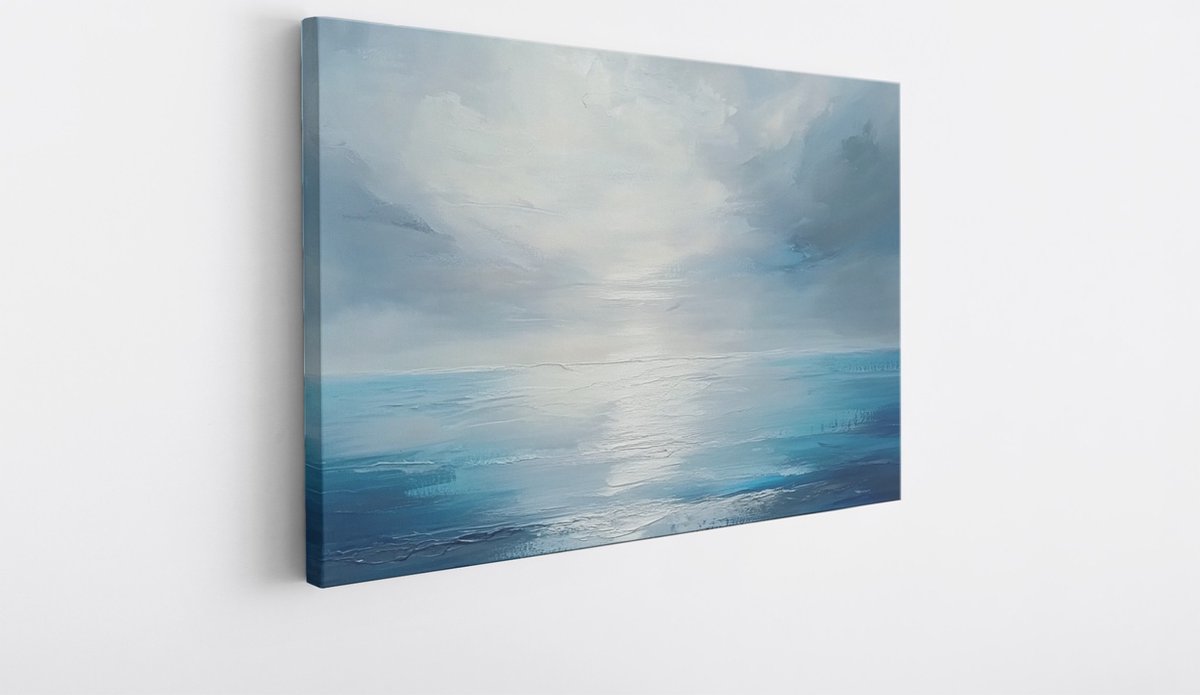 Saammp Canvas Schilderij - Landschap - Blauw - Abstract kunstwerk - 30x20 - Foto op canvas - Wanddecoratie - Muurdecoratie Woonkamer - Slaapkamer decoratie - Canvas Print Multicolor