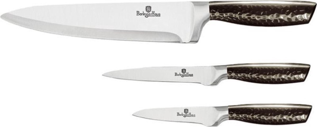 Berlinger Haus 2465 - Metallic Carbon Line 3-delige roestvrijstalen messenset met speciaal handvat