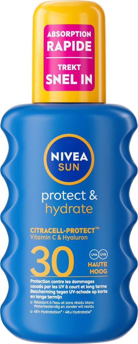 Goedkoopste NIVEA SUN Protect & Hydrate Zonnebrand Spray - SPF 30 - Zonnespray - Beschermt en hydrateert - Met Vitamine E - 200 ml