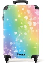 Bol.com NoBoringSuitcases.com® - Kinderkoffer - Kindertrolley - Hartjes - Regenboog - Handbagage koffer lichtgewicht - Reiskoffe... aanbieding
