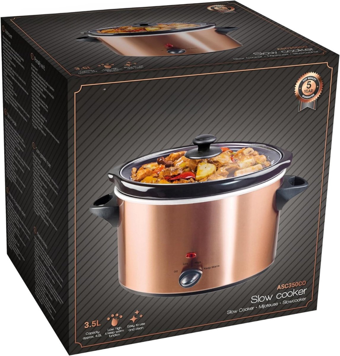 Afbeelding 3 van Slowcooker - Hotpot - Elektrische Slowcooker - Binnenpan - Keramische Binnenpan - Warmhoudfunctie - Snelkookpan - Rijstkoker - RVS