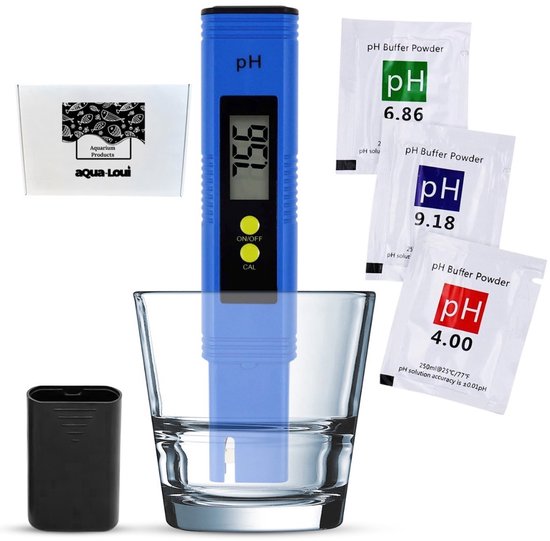 Aqua-Loui® - Digitale PH meter inclusief kalibratie & batterijen - Watertester - Geschikt voor: Zwembad/Aquarium/Grond voor planten - PH tester