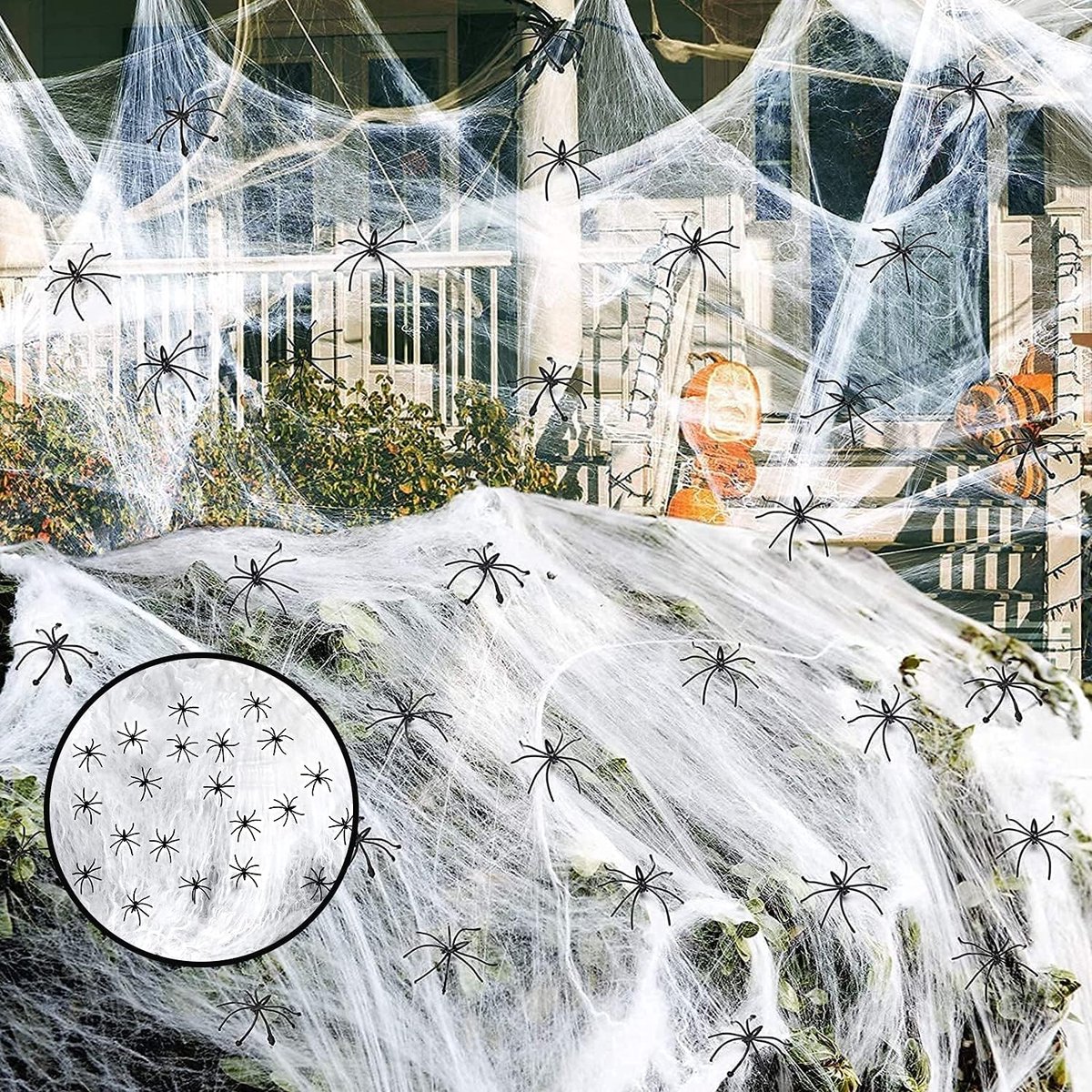 Halloween Decoratie - Decoratie voor Halloween 240g Halloween Spinnenweb - Halloween Stretch Spinnenweb - 1000 m² - Met 30 Namaakspinnen - Voor Kostuum Rekwisieten - Indoor Outdoor Spookhuis Decoratie - Voor Halloween Nachtfeest