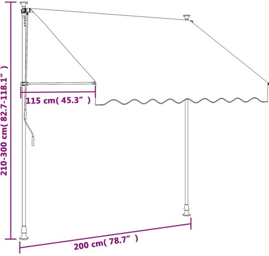 Store banne rétractable vidaXL - Auvents rétractable - Protection solaire solaire - Store banne rétractable 200 x 150 cm Tissu et acier Anthracite