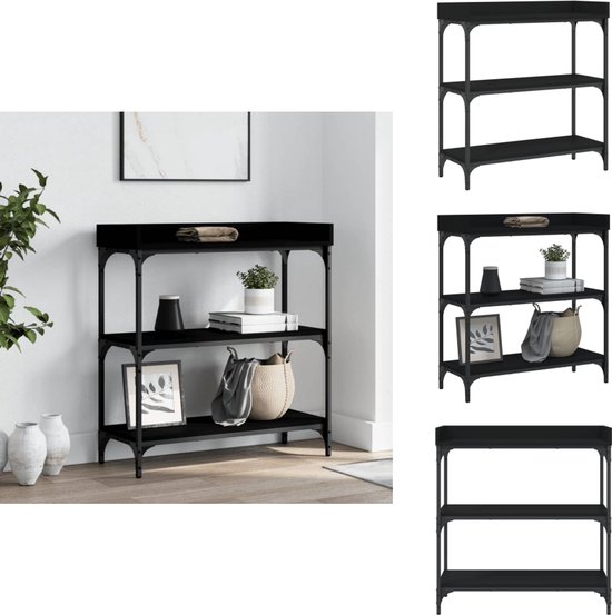 Smalle consoletafel met stopcontact en USB-aansluiting, 100 x 23 x 80 cm, bijzettafel, haltafel, kleine tentoonstellingstafel, salontafel, vintage bruin-zwart, voor hal, foyer, woonkamer, vintage