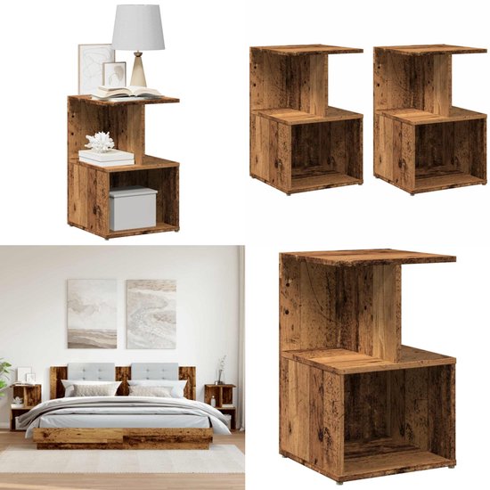 vidaXL Nachtkastjes 2 st 40x30x40 cm spaanplaat zwart eikenkleurig