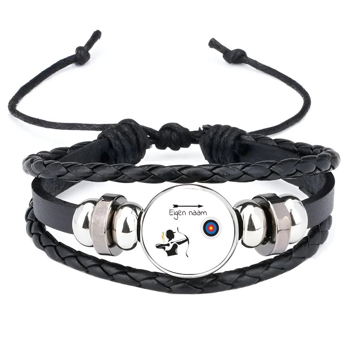 Akyol - boogschieten met naam - armband zwart - Sport - boogschieters - cadeau - verjaardag - geschenk - gepersonaliseerde jongens en meisjes
