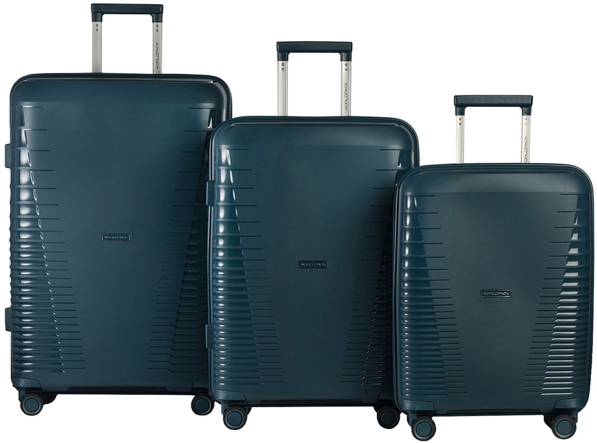Worldpack Havanna 4 wielen Kofferset 3-delig - Harde bagage - TSA slot - petrol