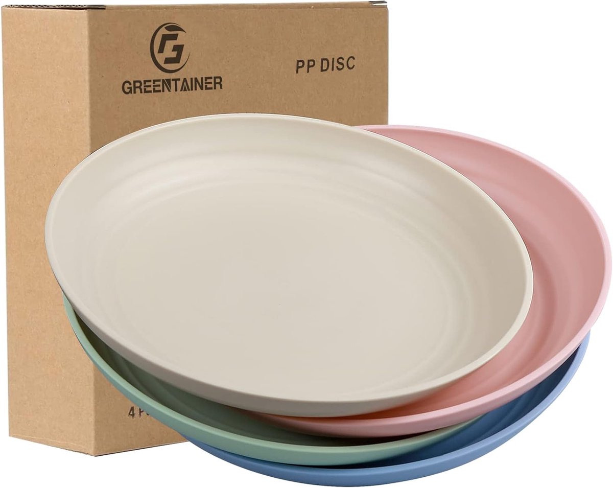 Moderne en Gezonde Eetborden Set - 4 Stuks, Onbreekbare en Magnetronbestendige Borden voor Salades, Dessert en Ontbijt