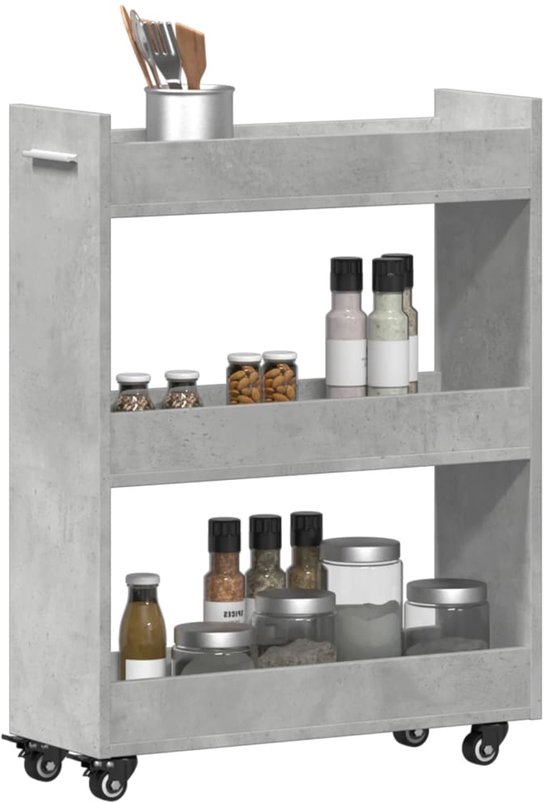 vidaXL Armoire - Armoires - Armoire latérale - Armoire latérale - Armoire à roulettes 60x22x79 bois traité gris béton