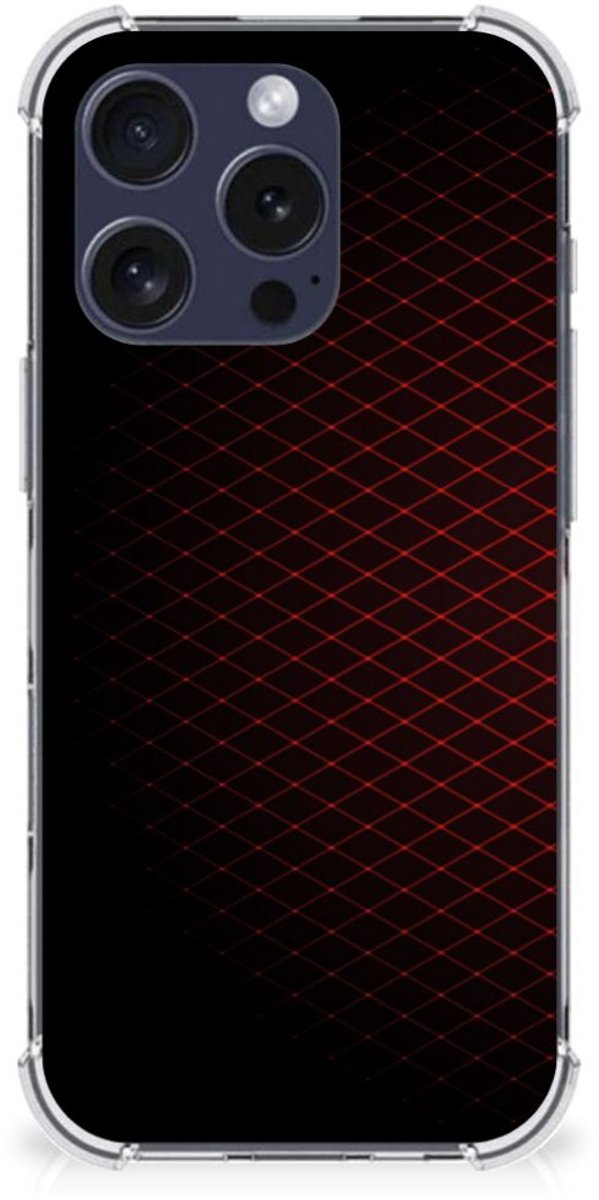 iPhone 16 Pro Doorzichtige Silicone Hoesje Geruit Rood