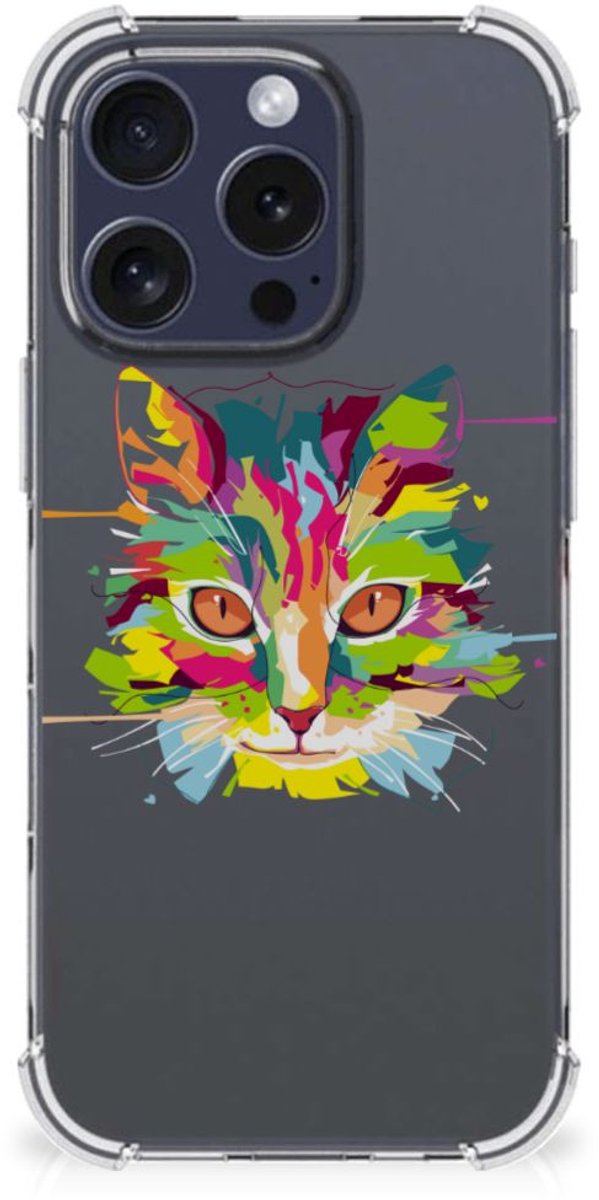 iPhone 16 Pro Stevig Bumper Hoesje Cat Color