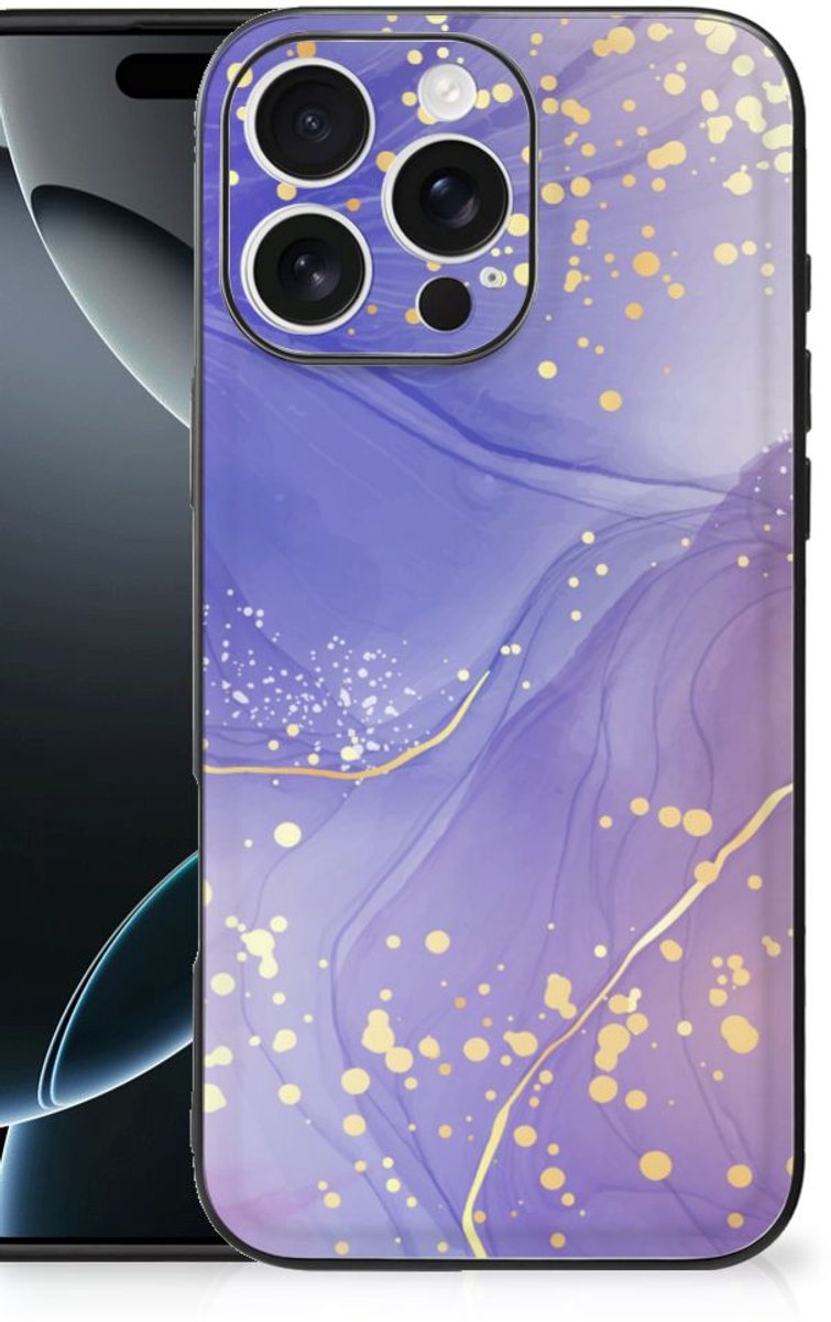 Kleurrijke Telefoonhoesje voor iPhone 16 Pro Max Watercolor Paars