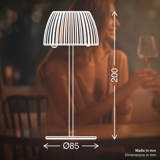 BRILONER Riffle - Mini lampe de table rechargeable - lampe sans fil - intensité variable tactile - pour l'intérieur et l'extérieur - Lauréat du German Design Award 2025 - anthracite - Ø8,5 x 20 cm