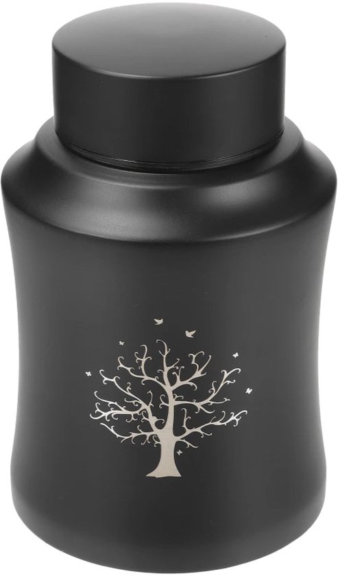 9 Inch Grote Urn Voor Menselijke As - Roestvrij Zwart Crematie-Urn Voor Volwassenen - Aandenken Container Tot 220 Ibs