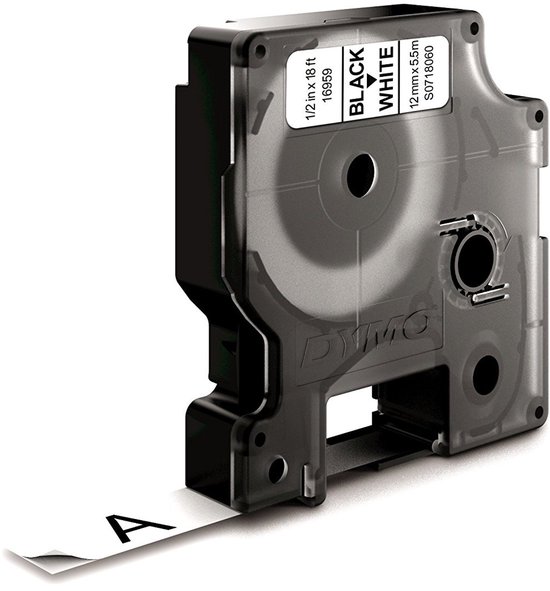 DYMO originele D1 Duurzame flexibele nylon labels | Zwarte Tekst op Wit Label | 12 mm x 5,5 m | zelfklevende etiketten voor de LabelManager labelprinter | gemaakt in Europa