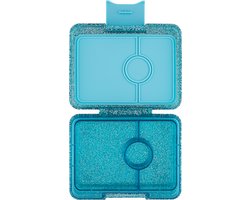 Yumbox Snack - lekvrije Bento box lunchbox - 3 vakken - Twinkle Aqua Glitter / Aqua clear tray