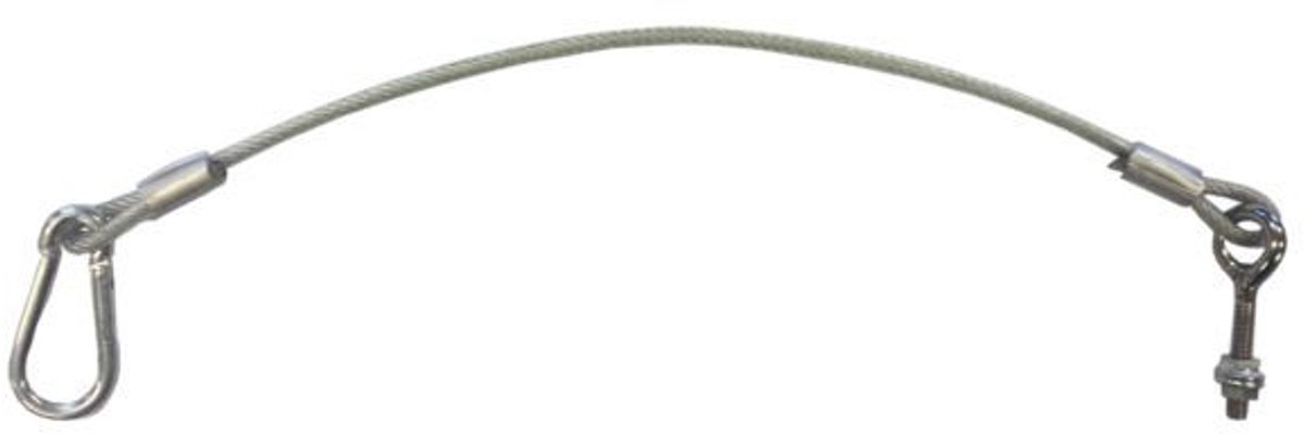 Achterklepkabel 450 mm - staalkabel met karabijnhaak en bout - klepkabel