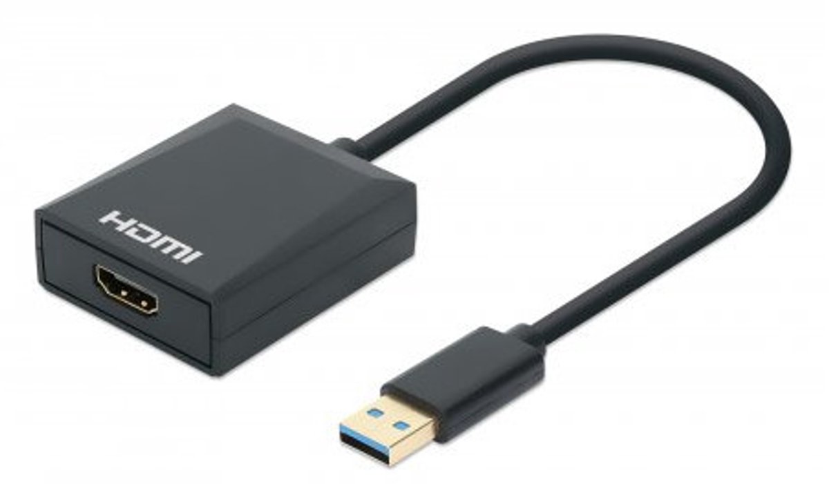 Manhattan USB 3.2 Gen 1 (USB 3.0) Adapter [1x USB 3.2 Gen 1 stekker A (USB 3.0) - 1x HDMI-bus] 153690 15 cm