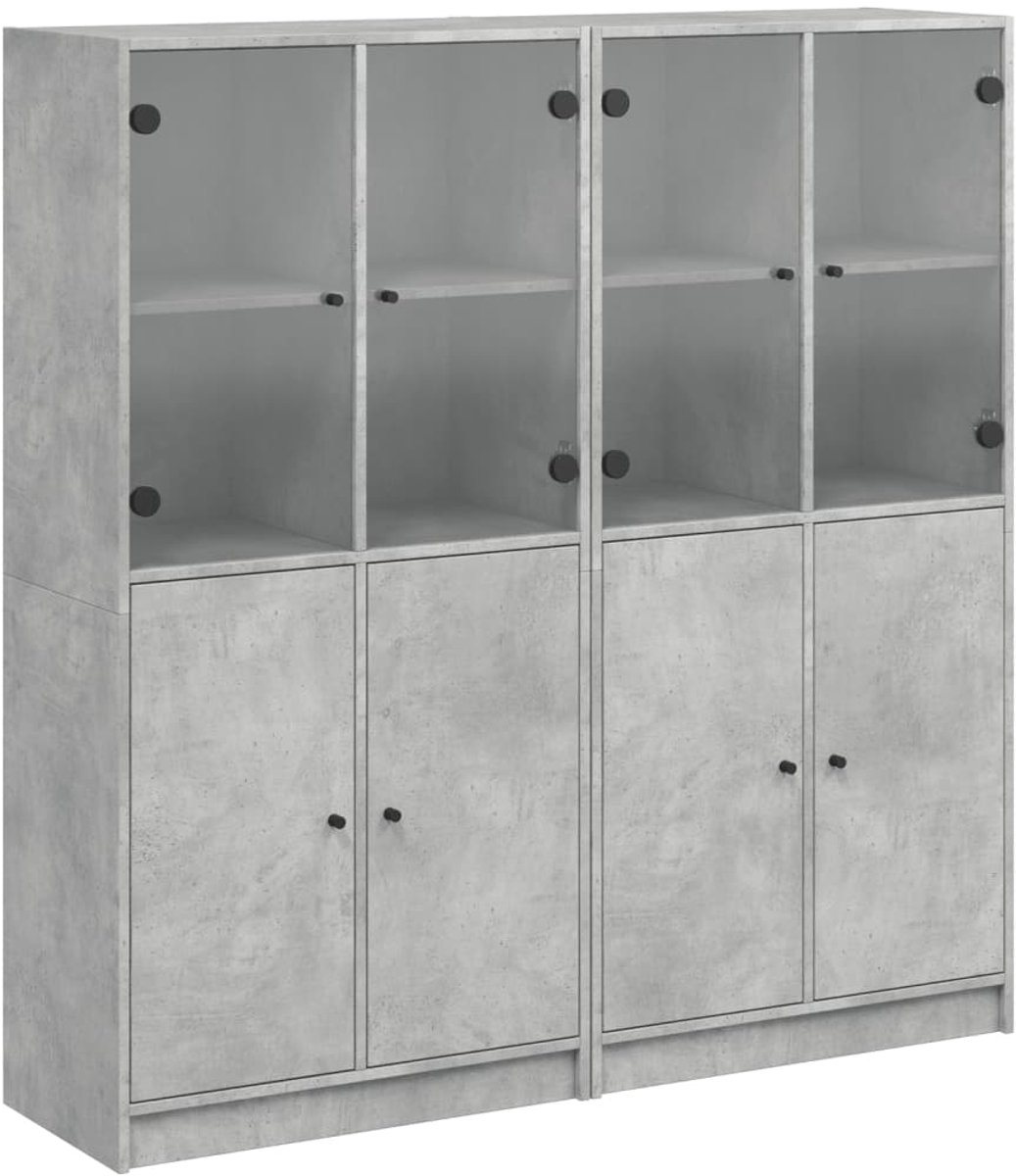 vidaXL Houten Boekenkast - Boekenkast - Boekenkast met deuren 136x37x142 cm bewerkt hout betongrijs - Grijze Boekenkast - Opbergkast - Bibliotheekkast