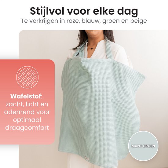 Amisly Borstvoedingsdoek - Luxe Voedingsdoek - Afschermdoek - OEKO - TEX - Wafel Materiaal - Groen - Kraamcadeau baby van Amisly — afbeelding 5