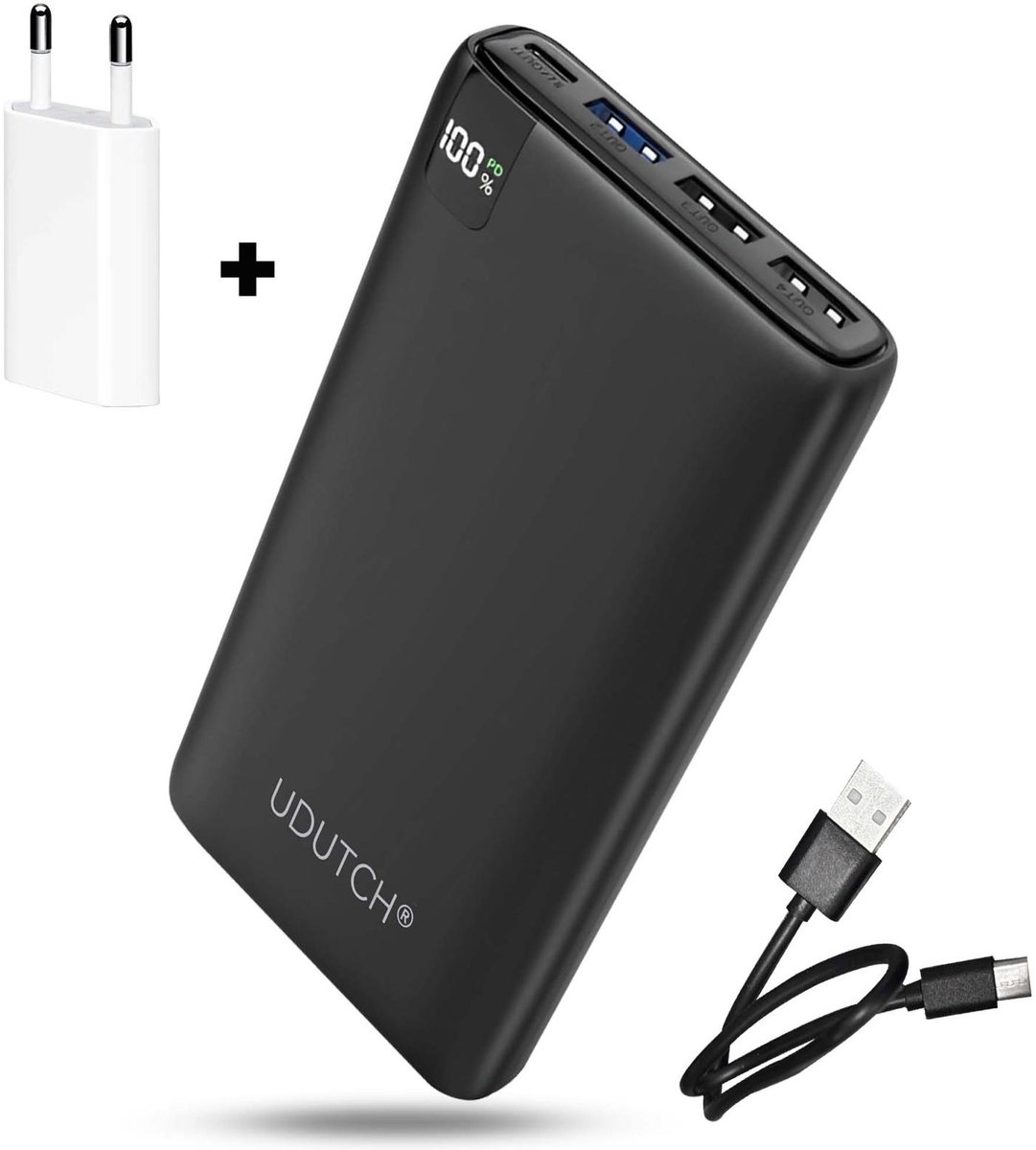 UDUTCH Powerbank - 27.000 mAh - 22.5W Snellader - Universele Powerbank geschikt voor o.a. iOS Apple /Android Samsung - Zwart - Vakantie - Reis