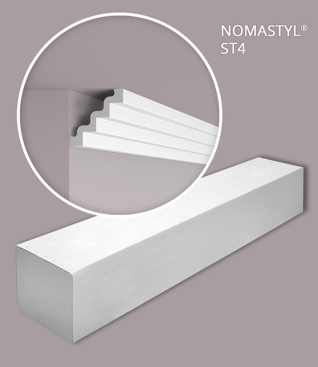 NMC ST4-box-10 NOMASTYL Noel Marquet 1 doos 10 stukken Kroonlijst modern design wit | 20 m
