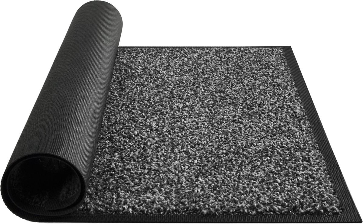 Droogloopmat & Schoonloopmat - 90x150 cm - Deurmat voor binnen en buiten - Antislip - Grijs