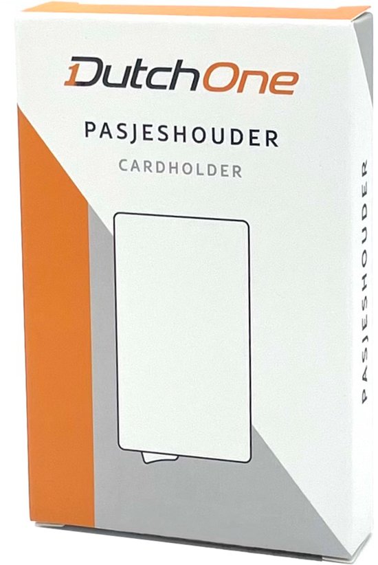 Emballage d'un 'DutchOne Pasjeshouder Cardholder' noir.