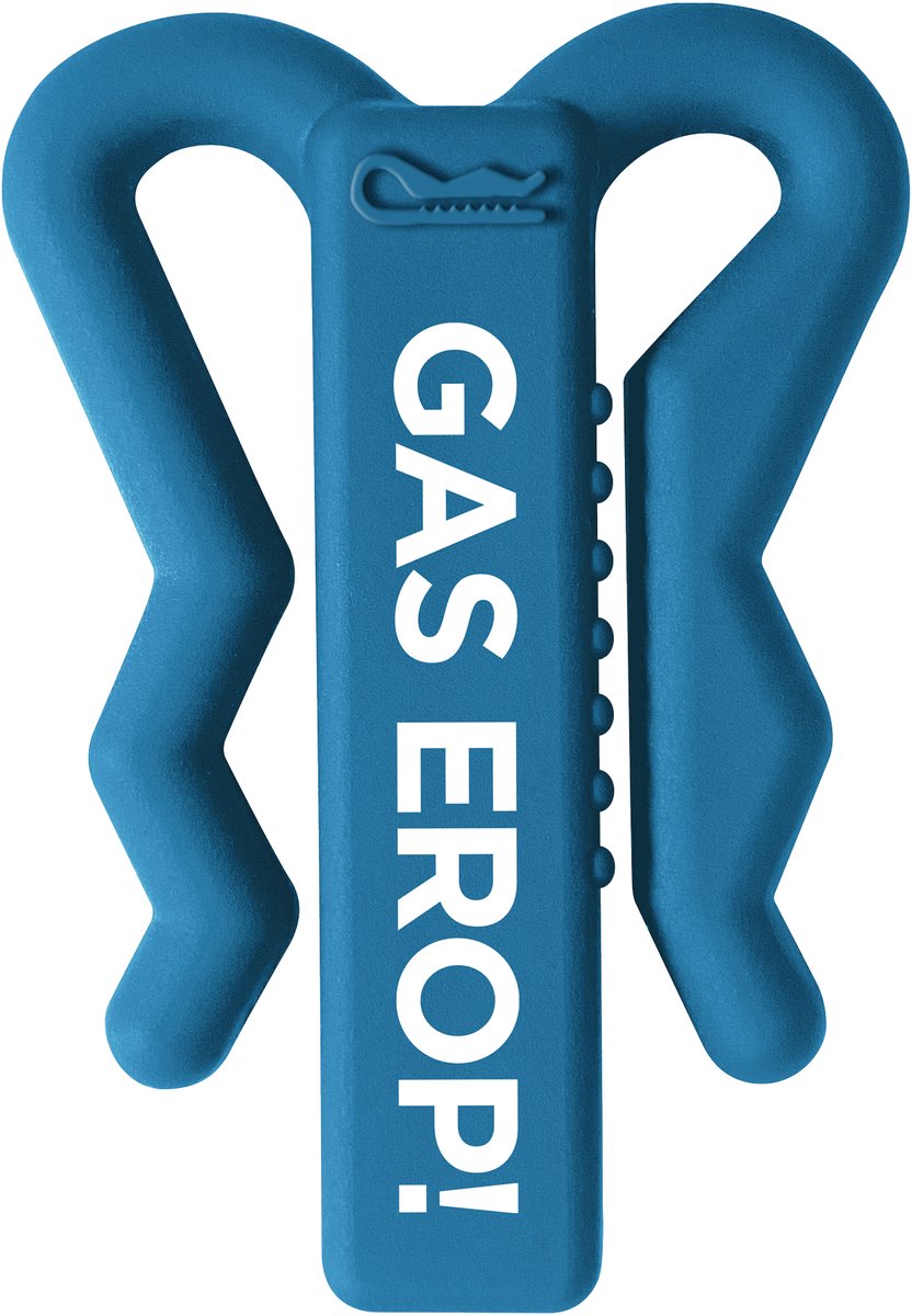 Grippo - Gas erop! - Blauw - Herbruikbare Festival Bekerhouder - Cupholder - Cupkeeper - Gadget - Duurzaam - Plastic Beker - Festival Dop - Festival Oordopjes - Bier