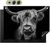 KitchenYeah® Protection plaque induction 71x52 cm - Highlander écossais - Noir et blanc - Protege plaque de cuisson - Couvre plaque induction - Protecteur d'induction - Cuisine