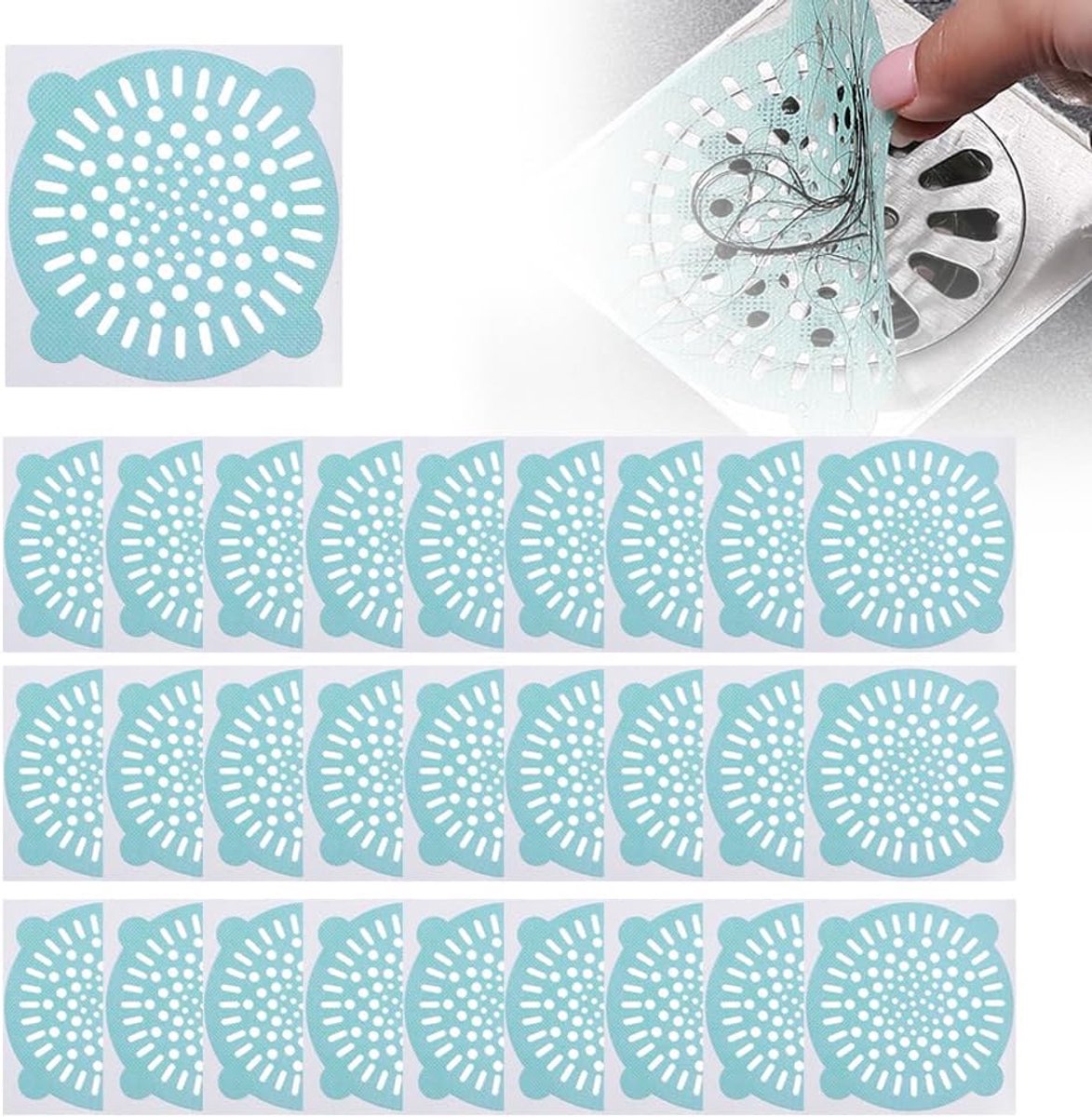 100stuks - Douchevloer Afvoersticker - Waste afvoerplug - Afvoergat Haarverzamelaar - Gootsteenzeef - kunststof haarzeef - sticker haarzeef voor badkamer - voorkomt haar en vuil in - afvoerhaarvanger - keukengootsteenafvoerzeef voor douche