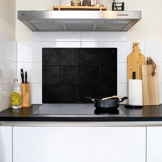 KitchenYeah® Protection plaque induction 70x55 cm - Noir - Carreaux - Protege plaque de cuisson - Couvre plaque induction - Protecteur d'induction - Cuisine