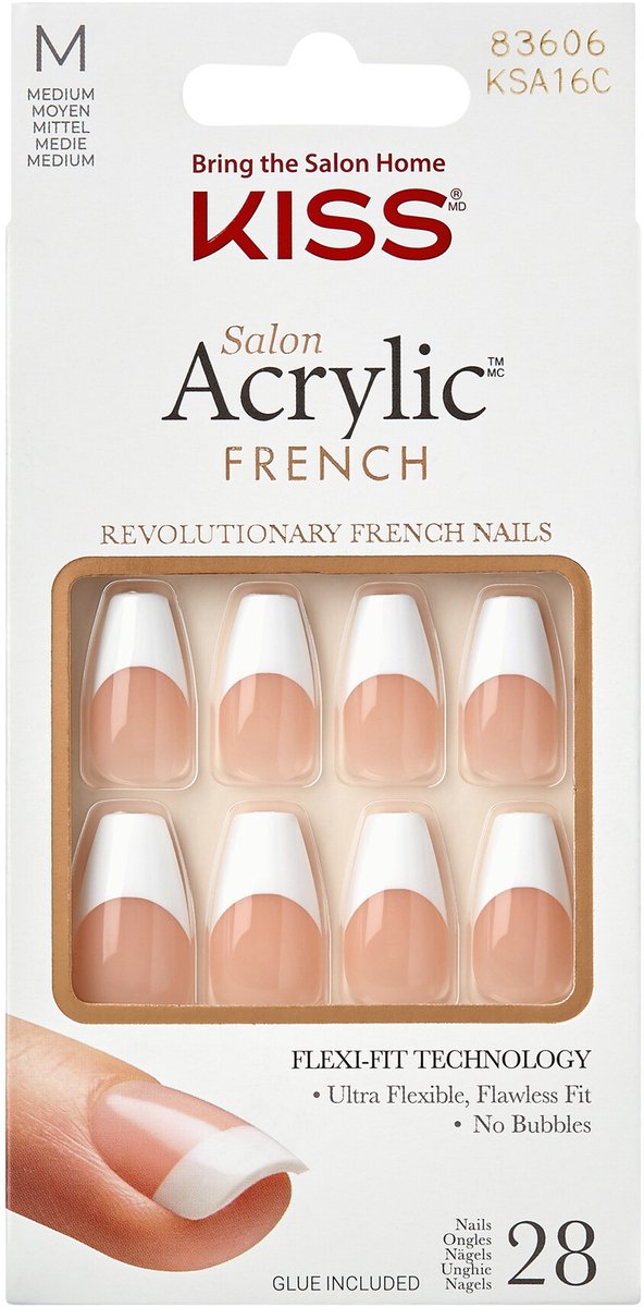Kiss - Salon Acrylic French-Je T'Aime - Kunstnagels - Medium Lengte - Inclusief Nagellijm en Accessoires - Nude Look